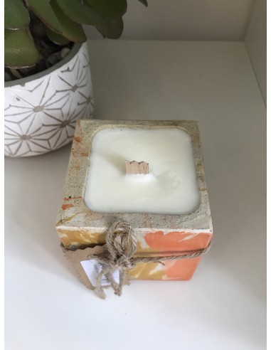 Bougie Parfumée Fleur d'Oranger Cube en Béton...