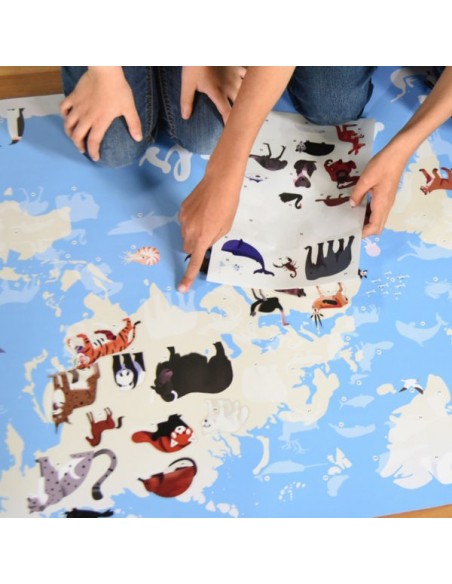 Poster pédagogique + 67 stickers ANIMAUX DU MONDE (5-12 ans) - POPPIK