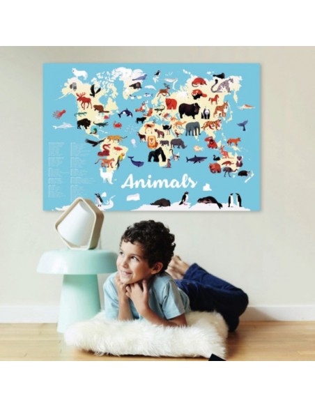 Poster pédagogique + 67 stickers ANIMAUX DU MONDE (5-12 ans) - POPPIK