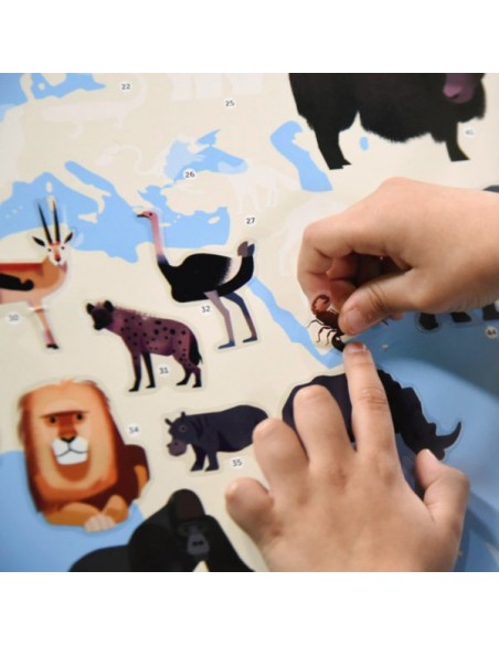 Poster pédagogique + 67 stickers ANIMAUX DU MONDE (5-12 ans) - POPPIK
