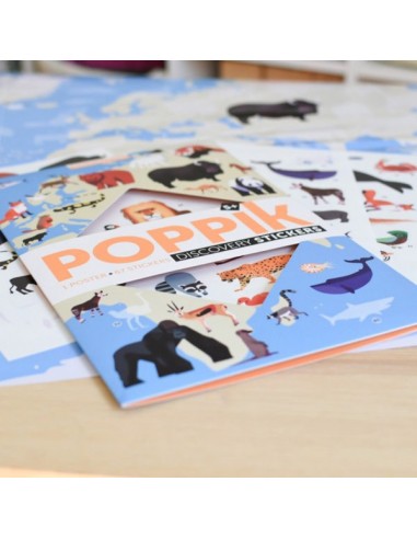 Poster pédagogique + 67 stickers ANIMAUX DU...