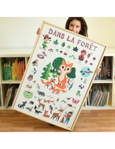 Poster pédagogique + 60 stickers DANS LA FORÊT...