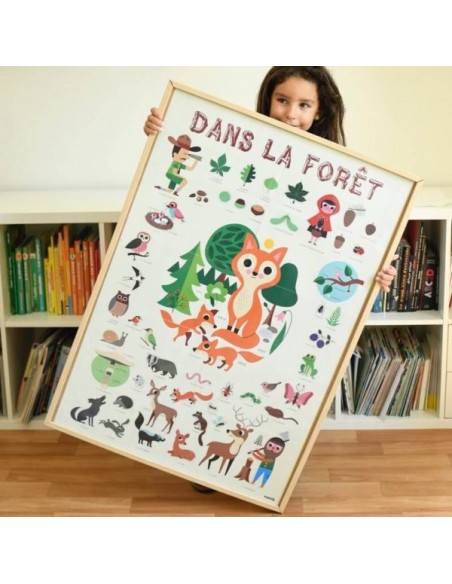 Poster pédagogique + 60 stickers DANS LA FORÊT (3-8 ans) - POPPIK