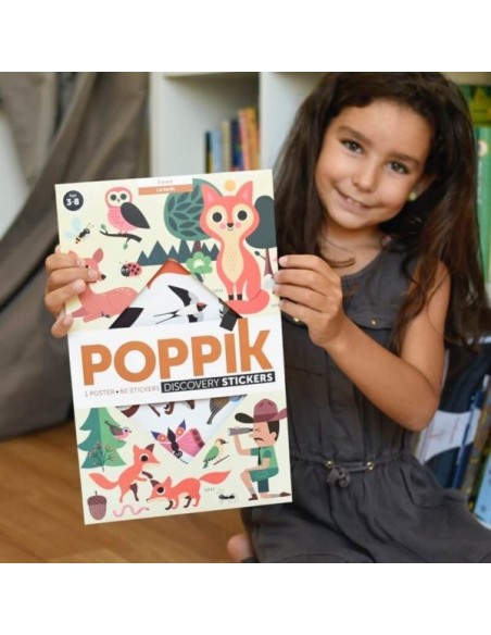 Poster pédagogique + 60 stickers DANS LA FORÊT (3-8 ans) - POPPIK