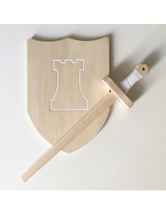 Pack Arthur - Épée et bouclier en bois - Blanc Tour...