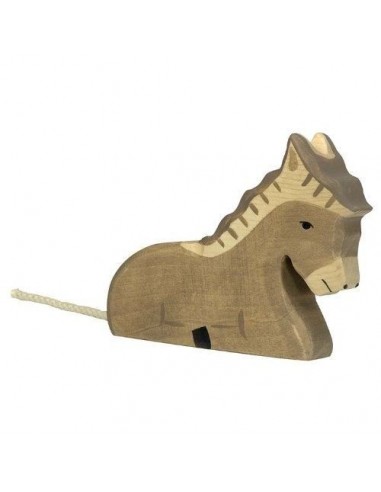 Âne allongé - animaux de la ferme - figurine en bois HOLZTIGER