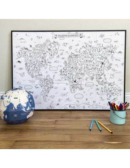 Mes posters à colorier - MAPPEMONDE - PIROUETTE CACAHOUETE 4+