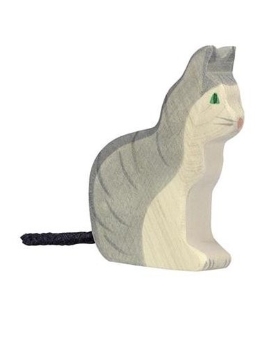 Chat assis - animaux de la ferme - figurine en bois - HOLZTIGER