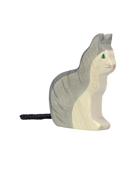 Chat assis - animaux de la ferme - figurine en bois - HOLZTIGER