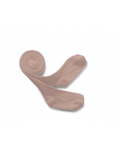 Collants Louise unis à côtes bébé et enfant - vieux rose...