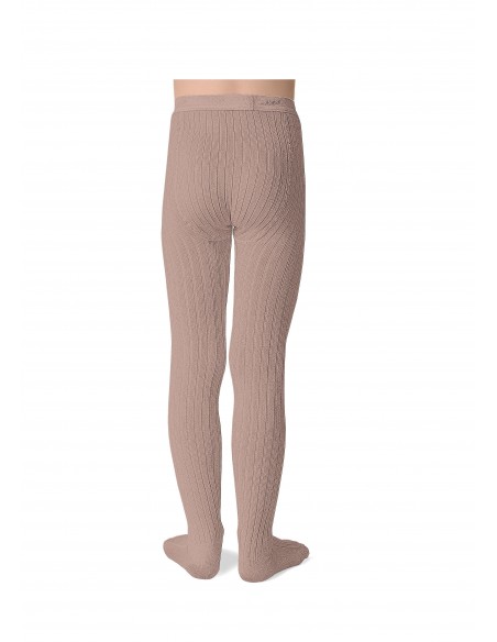 Collants Louise unis à côtes bébé et enfant - vieux rose - COLLEGIEN