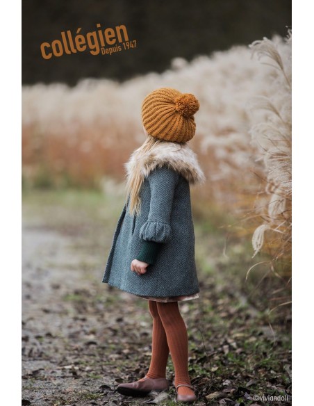 Collants Louise unis à côtes bébé et enfant - pain d'épice - COLLEGIEN