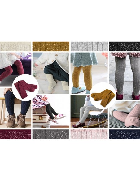 Collants Amélie à côtes brillant bébé et enfants - rose quartz - Collégien