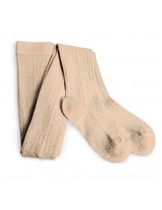 Collants Amélie à côtes brillant bébé et enfants - dune...