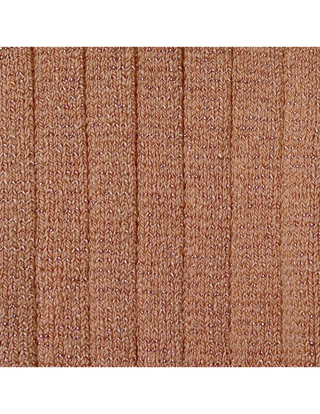 Chaussettes enfant et adulte à côtes brillantes - Victoire - bois de rose - COLLEGIEN