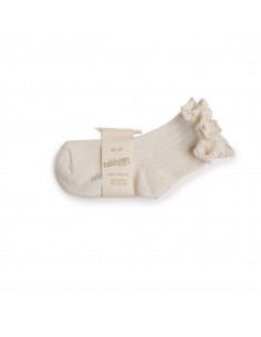 Chaussettes enfant - Lili courtes à côtes avec dentelle -... 2