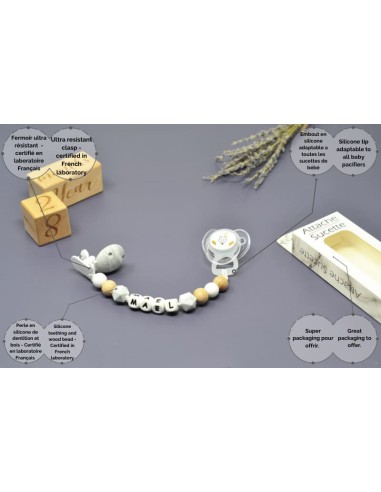 Lettres Perles silicone pour attache-sucette -...