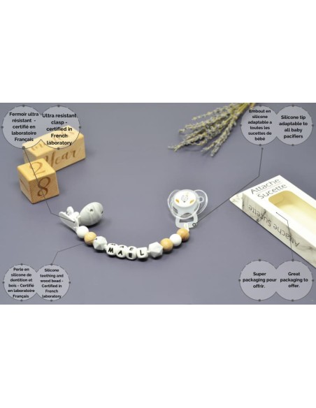 Lettres Perles silicone pour attache-sucette - IRREVERSIBLE