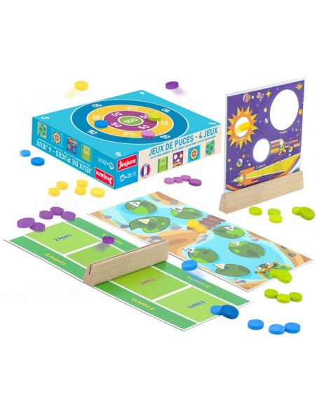 jeux de puces - 4 jeux - puces en bois - JEUJURA 3+