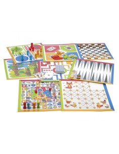 Coffret multijeux de societe - pions en bois - JEUJURA 3+ 2