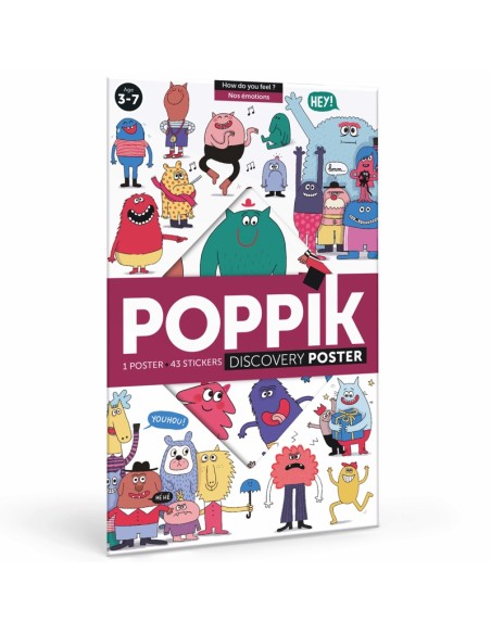Poster pédagogique + 43 stickers NOS ÉMOTIONS (3-7 ans) - POPPIK
