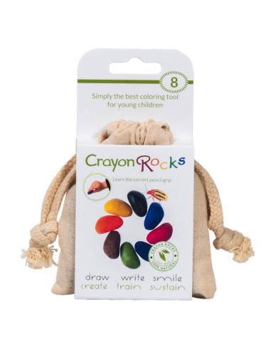 8 CRAYONS DE CIRE 1 sac de coton + 8 couleurs - CRAYON ROCKS 3+