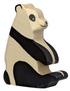 Panda assis - animaux de la jungle - figurine en bois...