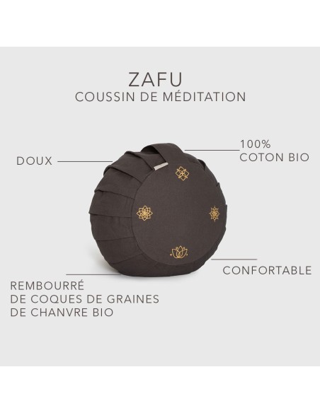 Zafu de méditation en coton bio - Lavastone - YOGA SEARCHER