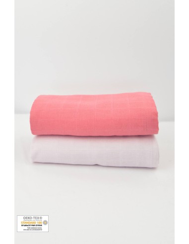 Set de 2 maxi langes Tencel uni rose - KADOLIS