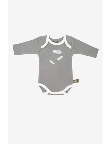 Set de 3 bodies ML coton bio plume grise - KADOLIS