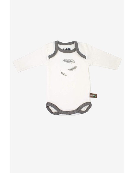 Set de 3 bodies ML coton bio plume grise - KADOLIS