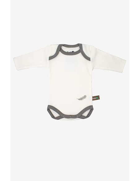Set de 3 bodies ML coton bio plume grise - KADOLIS