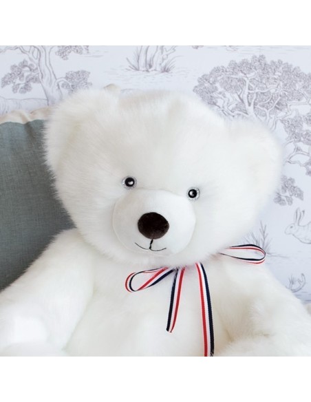 Ours en peluche 35 cm - L'OURS FRANCAIS - Blanc poudré - MAÏLOU 0+