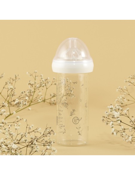Biberon en verre 240 mL - Gypsophile sable - LE BIBERON FRANÇAIS 0+