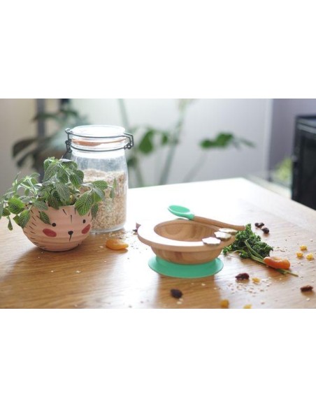 Set de repas bébé panda en bambou et silicone - CAP BAMBOU 6M+