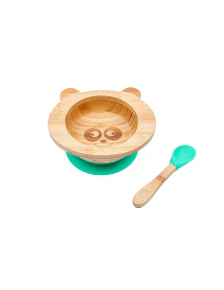 Set de repas bébé panda en bambou et silicone - CAP BAMBOU 6M+