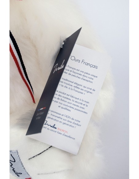 Ours en peluche 35 cm - L'OURS FRANCAIS - Blanc poudré - MAÏLOU 0+