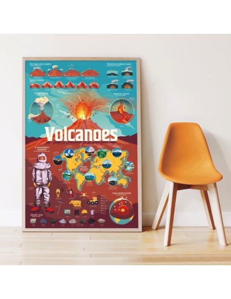 Poster pédagogique + 51 stickers LES VOLCANS (7-12 ans) - POPPIK