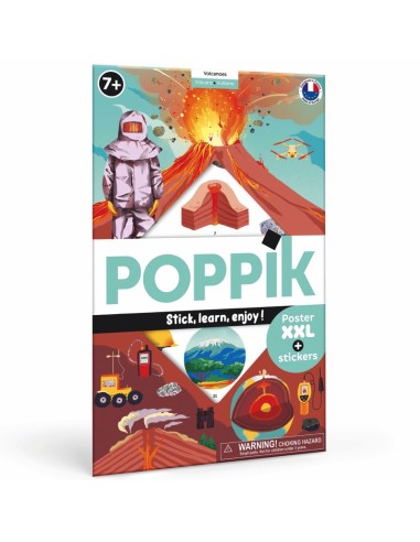 Poster pédagogique + 51 stickers LES VOLCANS (7-12 ans) - POPPIK