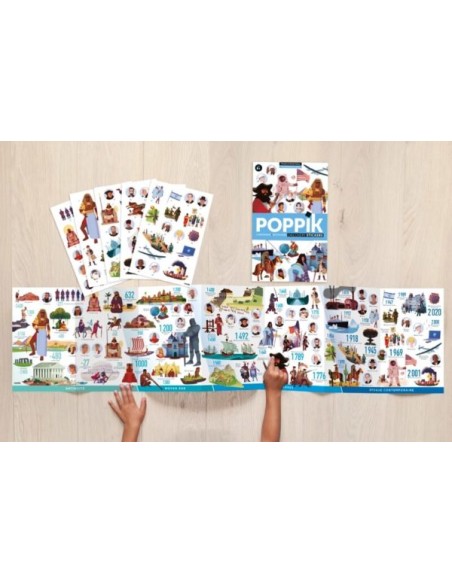 Poster pédagogique + 66 stickers FRISE HISTOIRE DU MONDE (8 ans +) - POPPIK