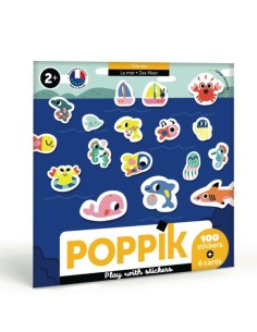 6 cartes + 100 stickers ANIMAUX DE LA MER - POPPIK 2+