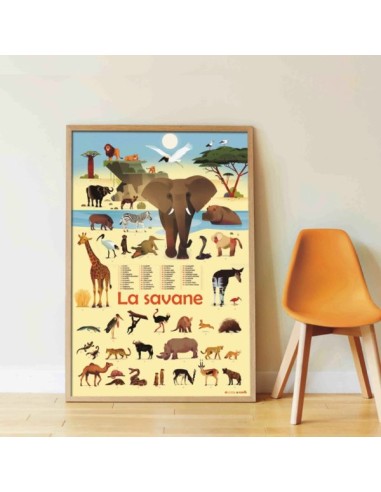 Poster pédagogique + 42 stickers LA SAVANE...