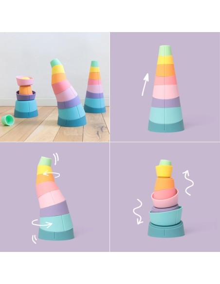 Stak 8 pcs - jouet à empiler en silicone - OPPI 12M+