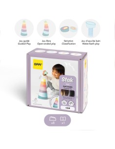 Stak 8 pcs - jouet à empiler en silicone - OPPI 12M+ 2