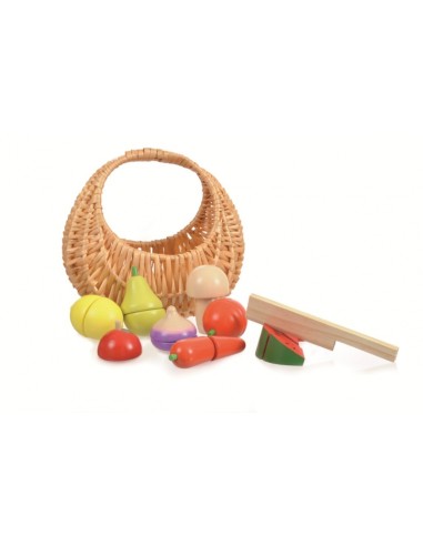 Set de fruits et légumes en bois dans son panier - EGMONT TOYS 3+