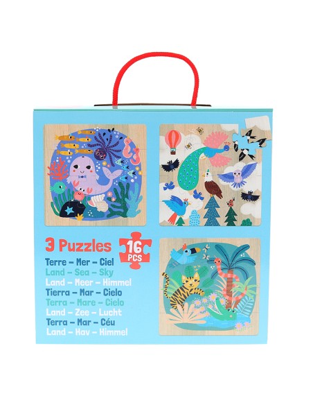 3 puzzles Terre - Mer - Ciel - Michelle Carlslund - VILAC 4+