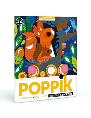 Poster créatif + 520 stickers BÉBÉS ANIMAUX - POPPIK 3+