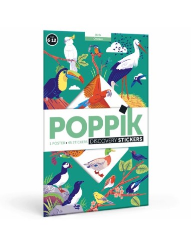 Poster pédagogique + 45 stickers OISEAUX - POPPIK 6+