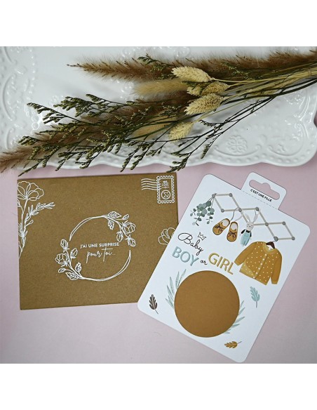 Carte à gratter annonce - c'est une fille - IRREVERSIBLE