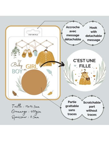 Carte à gratter annonce - c'est une fille -...